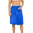 thumbnail image 1 of TEAJOPSUU Men's Shorts Bathrobe Sleep Bottom Short Towel Pants Side Split Bathrobe Soft Fall Winter Flannel Nightwear Blue A, 1 of 5