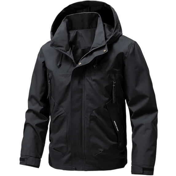 TEAJOPSUU Men's Track Jacket Snap Button Zip up Stand Collar Hooded ...