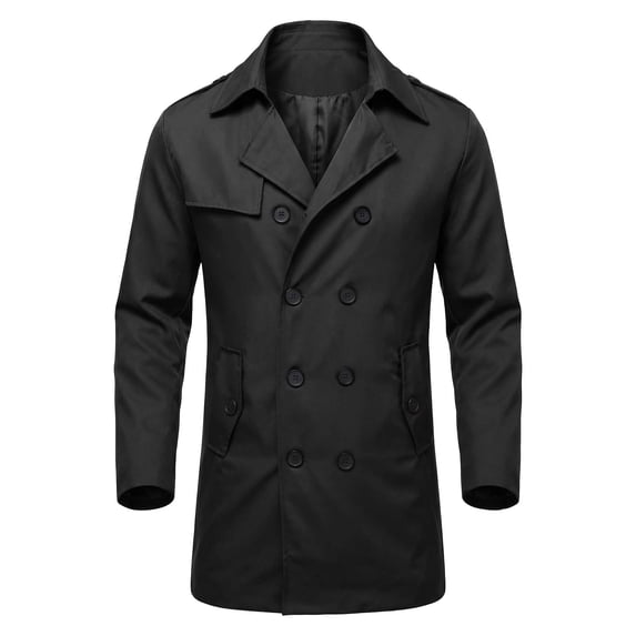 Mid Guy TEAJOPSUU Men's Trench Coat Double Breasted Lapel Collar Mid Length ...