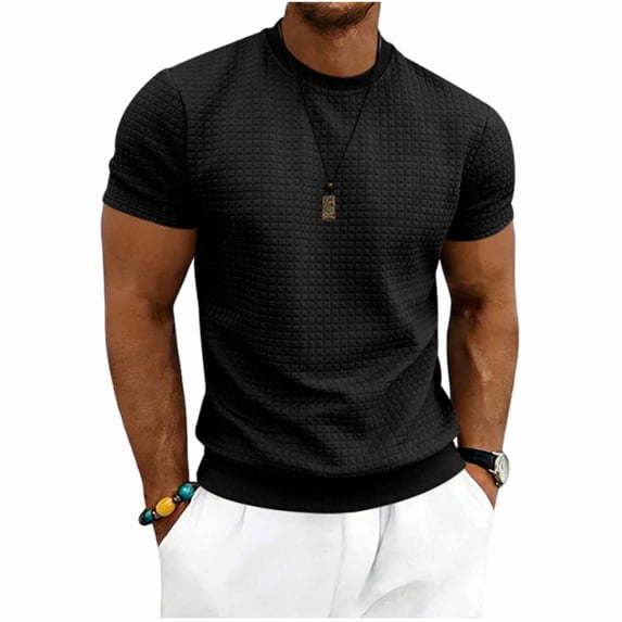 TEAJOPSUU Men's V-Neck Short Sleeve T-Shirt Slim Fit Solid Color Soft Breathable Casual Stylish Top Black