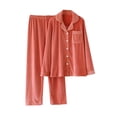 thumbnail image 1 of ZQUUVOU Men's and Women's Pajamas Set Fall Winter Notch Lapel Pajamas Warm Long Sleeved Loungewear with Pocket Two-Piece Sets Watermelon Red, 1 of 5