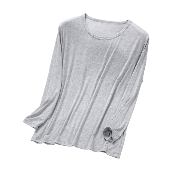 TEAJOPSUU Mens Long Sleeve Pajama Top V Neck T Shirts Cotton Sleep Tee Shirts Classic Casual Lounge Tops for Hiking Fishing Workout Gym,Sun Upf 50 Wicking Running Tee Gray