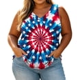 thumbnail image 1 of TEAJOPSUU Plus Size Summer Tank Tops for Women Tie Dye Printed Sleeveless V Neck Tank Tops Daily Vacation Beach Wear D-Blue, 1 of 8