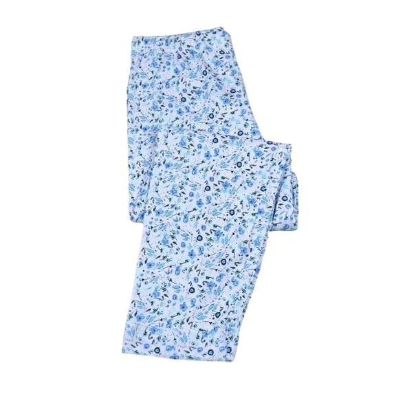 TEAJOPSUU Plus Size Women Pajama Pants Soft Long Sleep Lounge Pants Elastic Waist Floral Printed Sleepwear Bottoms with Pocket XL-5XL N-Blue