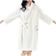 thumbnail image 1 of TEAJOPSUU Plush Bathrobes for Womens Solid Color Nightgown Winter Loose Warm Thick Thick Long Velvet Bathrobe Bath Robes White B, 1 of 7