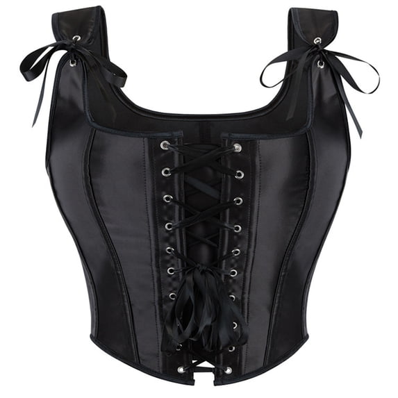 TEAJOPSUU Renaissance Underbust Corset Tops for Women Sleeveless Spaghetti Strap Square Neckline Tummy Concealing Corsets Black