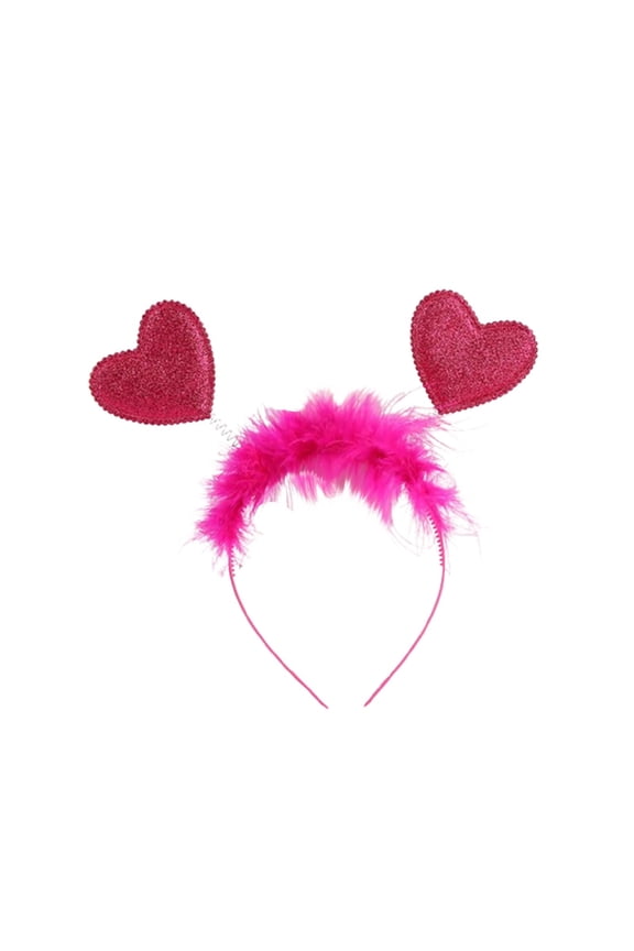 Sequin Heart Headband for Men and Women Glitter Hair Band Christmas Valentine Headbands Heart Head Hair Accessories for Holiday Wedding Birthday Party Gift E-Hot Pink