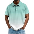 thumbnail image 1 of FAWUUDO Shirts for Men Short Sleeve Button Down Collar Gradient Shirts Moisture-Wicking Sports Men's Lapel Shirt D-Mint Green, 1 of 5