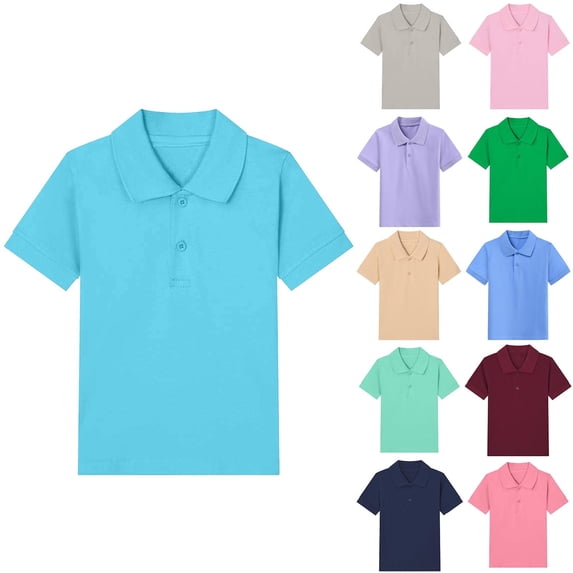 TEAJOPSUU Boys Girls Short Sleeve Shirt Kids Collared School Uniform Shirts Soft Comfy Moisture-Wicking Button-Up Sport Shirt,5-6 Years