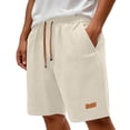 thumbnail image 1 of TEAJOPSUU Shorts Of Men Plus Size Elastic Drawstring Waist Ice Silk Lightweight Feel Quick Dry Breathable Performance Loose Daily Style Beige, 1 of 7