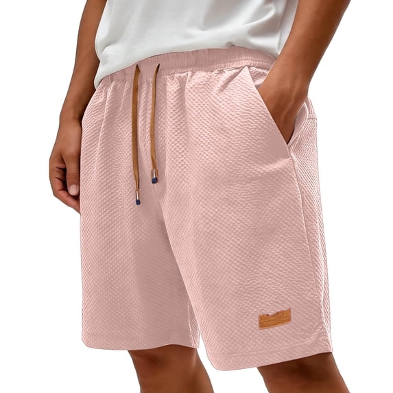 TEAJOPSUU Shorts Of Men Plus Size Elastic Drawstring Waist Ice Silk Lightweight Feel Quick Dry Breathable Performance Loose Daily Style Pink