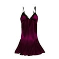 thumbnail image 1 of ZQUUVOU Silk Nightgown for Women V-Neck Casual Solid Sleeveless Sleepshirts Dress Lightweight Trendy Loungewear Burgundy, 1 of 5