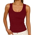 thumbnail image 1 of TEAJOPSUU Slim Fit Ribbed Tank Tops for Women Sleeveless Round Neck Shirts Knit Solid Comfy Form Fitting Blouses Burgundy, 1 of 6
