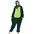 thumbnail image 1 of TEAJOPSUU Snug Fit Unisex Adult Onesie Pajamas Polar Fleece Animal One Piece Sleepwear Casual Plush Fleece Zip Up Hooded Homewear Loungewear for Men and Women H-Green, 1 of 6