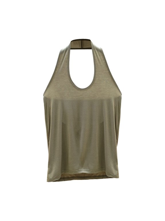 Summer Halter Tank Tops for Women Soft Breathable Solid Color Stretchy Sleeveless Blouses for Loungewear and Casual Daily Wear Green