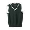 thumbnail image 1 of TEAJOPSUU Sweater Vest for Boys and Girls V Neck Sleeveless Knit Color Blocked Casual Ribbed Preppy Pullover Tops A-Green, 1 of 6