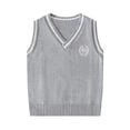 thumbnail image 1 of TEAJOPSUU Sweater Vest for Boys and Girls V Neck Sleeveless Knit Color Blocked Casual Ribbed Preppy Pullover Tops B-Gray, 1 of 6
