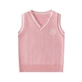 thumbnail image 1 of TEAJOPSUU Sweater Vest for Boys and Girls V Neck Sleeveless Knit Color Blocked Casual Ribbed Preppy Pullover Tops B-Pink, 1 of 6