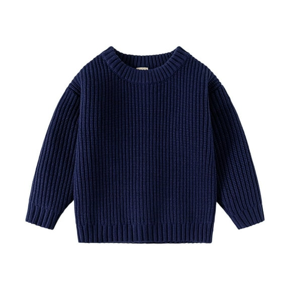 TEAJOPSUU Toddler Baby Boys Knit Sweater Pullover Long Sleeve Crew Neck Sweatshirt Casual Knitted Top Fall Winter Clothes A-Navy