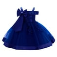 thumbnail image 1 of TEAJOPSUU Toddler Baby Girls Christening Dress Sleeveless Suspender Applique Flower Tulle Dress Princess Wedding Birthday Tutu Gown Dark Blue, 1 of 3