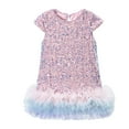 thumbnail image 1 of TEAJOPSUU Toddler Baby Girls Sequin Dress Short Sleeve Sparkly Party Dresses Layered Tulle Tutu Dress Summer Princess Sundress for Kids 2-8Y A-Pink, 1 of 2