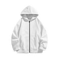 thumbnail image 1 of TEAJOPSUU Toddler Boys Girls Hooded Sweatshirt Front Zip Up Pullover Hoodies Cozy Lone Sleeve Hooded Jacketwith Pockets Solid Color B-White, 1 of 9