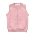 thumbnail image 1 of TEAJOPSUU Toddler Boys' Girls' Sleeveless Jacket Children Solid Color Cotton Warm Vest Full Zipper Round Neck Ribbed Cuff Waistcoat Tops 3-12 Years Pink, 1 of 5