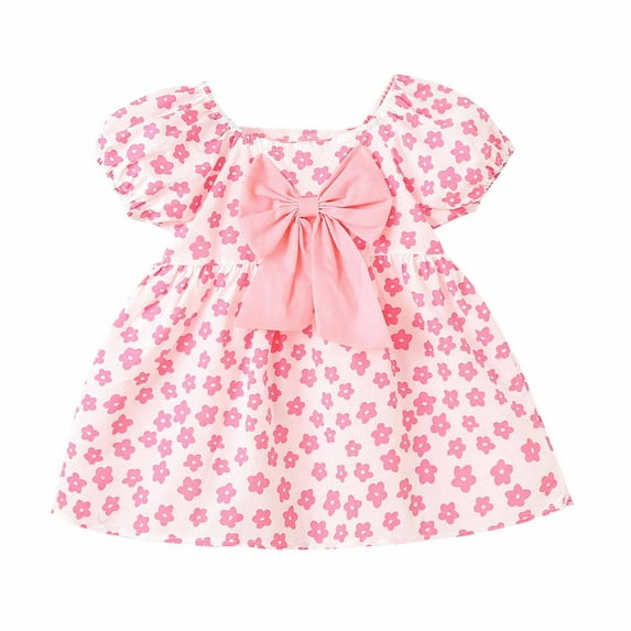TEAJOPSUU Toddler Girl Dress Summer Baby Girl Sleeveless Dress Spring Floral Printed Princess Party Birthday Dresses 12M-4Y C-Pink