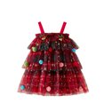 thumbnail image 1 of TEAJOPSUU Toddler Grils Christmas Tutu Dress Sleeveless Layered Tulle Dress Little Girl Princess Dresses Tiered formal Party Tulle Dresses,B-Red, 1 of 9