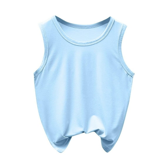 TEAJOPSUU Toddler Kids Tank Tops Soft Modal Sleeveless Tops for Girls Boys Solid Color Round Neck Basic Tee Shirt 2-12 Years Sky Blue