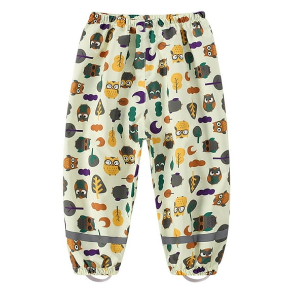 TEAJOPSUU Toddlers Boys Girls Waterproof Rain Pants Kids Lightweight Elastic Waist Windproof Rain Trousers Over Pants for 2-12 Years D-Yellow