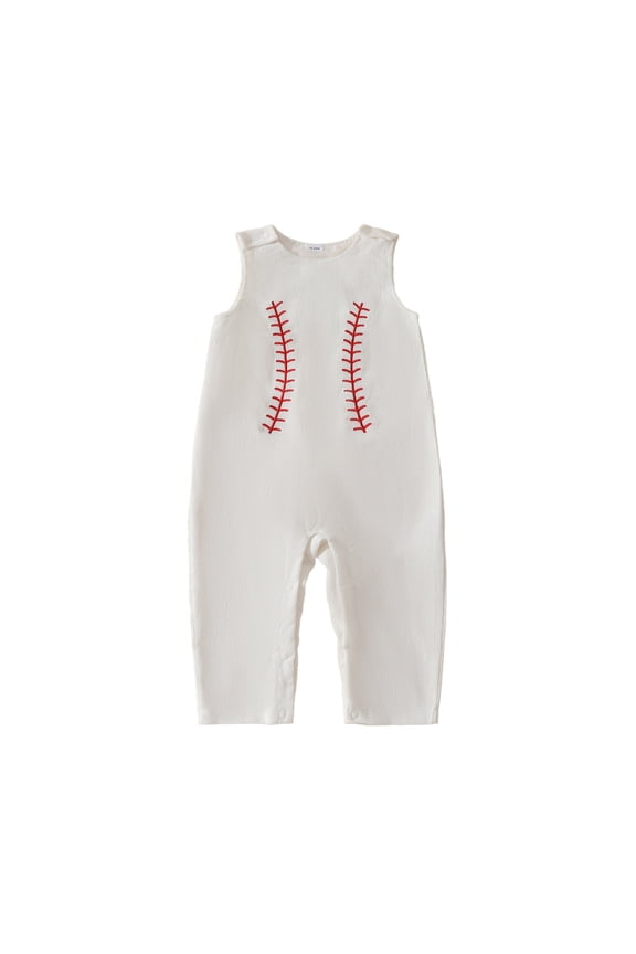 Unisex Baby Boy Girl Clothes Infant Summer Baseball Printed Bubble Romper Toddler Baby Round Neck Short Sleeve Jumpsuit 3-24 Month White