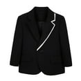 thumbnail image 1 of TEAJOPSUU Unisex Boys Girls Suit Jackets Casual Button Dress Blazer formal Gentleman Long Sleeved School Suit Coats for Wedding Party Prom Homecoming F-Black, 1 of 2