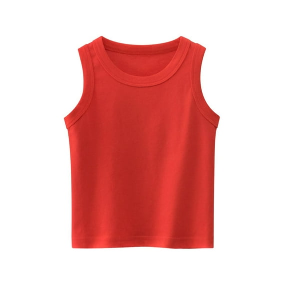 TEAJOPSUU Unisex Kids Tank Tops Toddler Soft Cotton Undershirts Trendy Crew Neck Sleeveless Summer Shirts Kids Tank Tops for Boys Girls 1-9 Years Red