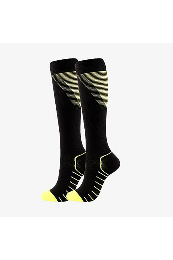 Unisex Workout Knee-High Socks Anti-Varicose Veins Pressure Socks for Men and Women Fitness Protective Socks for Yoga,Running,Basketball,Soccer F-Yellow