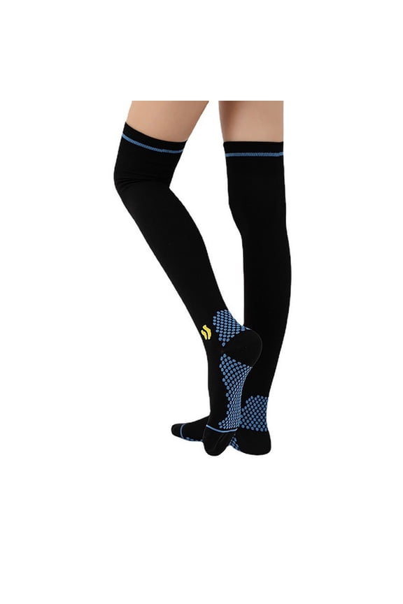 Unisex Workout Thigh-High Socks Anti-Varicose Veins Pressure Socks for Men and Women Fitness Protective Socks for Yoga,Running,Basketball,Soccer A-Black
