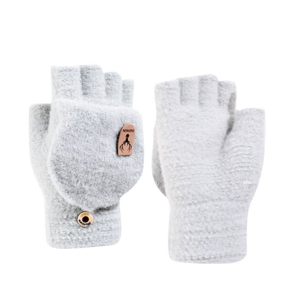 TEAJOPSUU Winter Usb Heated Gloves for Men and Women Winter Warm Heating Mitten Full and Half Hand Warmers Thickened Electric Cuffs Washable Knitting Gloves for Clod Weather B-Navy