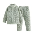 thumbnail image 1 of TEAJOPSUU Winter Warm Pajamas Set for Women Long Sleeved Pants Thick Thermal Sleepwear Set Full Zip Sleepwear Loungewear Green, 1 of 4