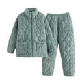 thumbnail image 1 of TEAJOPSUU Winter Warm Pajamas Set for Women Long Sleeved Pants Thick Thermal Sleepwear Set Full Zip Sleepwear Loungewear Light Blue, 1 of 4