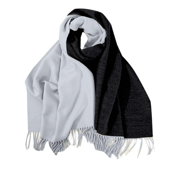 TEAJOPSUU Winter Warm Scarf for Women Soft Faux Wool Tassel Scarf Fashion Thermal Warps Colorful Long Shawl Large Scarves A-Black