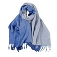 thumbnail image 1 of TEAJOPSUU Winter Warm Scarf for Women Soft Faux Wool Tassel Scarf Fashion Thermal Warps Colorful Long Shawl Large Scarves A-Blue, 1 of 5