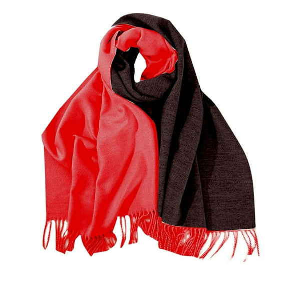 TEAJOPSUU Winter Warm Scarf for Women Soft Faux Wool Tassel Scarf Fashion Thermal Warps Colorful Long Shawl Large Scarves A-Red