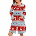 thumbnail image 1 of TEAJOPSUU Woemen's Christmas Nightgown Casual Loose Long-sleeved Sleepwear Comfy Sleepshirts Crewneck Nightshirt with Pocket Gray, 1 of 9