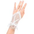 thumbnail image 1 of TEAJOPSUU Women Fingerless Lace Gloves Short Sheer Floral Gloves Opera Tea Gloves Sun Protection Gloves Halloween Accessories C-White, 1 of 3