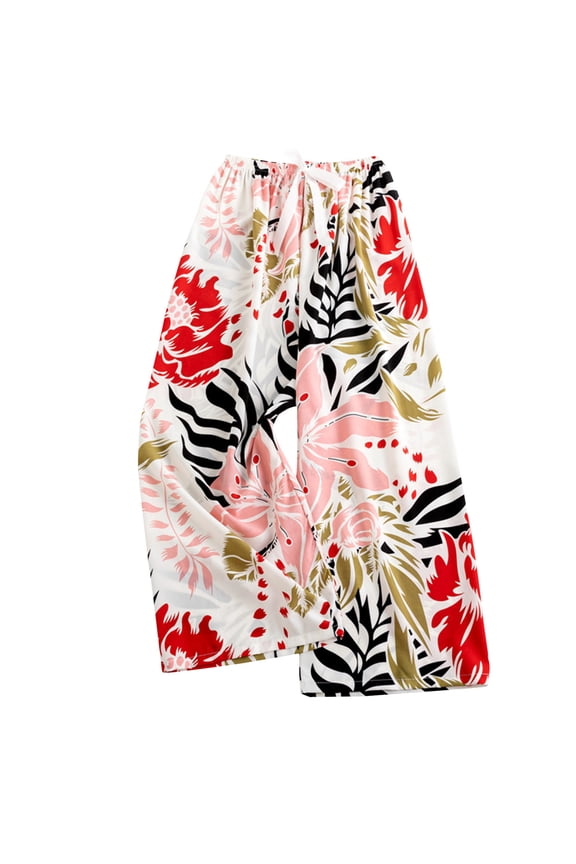 Women Pajama Pants Ankle Length Drawstring Pj Bottoms Cozy Wide Leg Sleep Lounge Pants with Pockets S-3XL Q-Pink