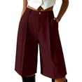 thumbnail image 1 of TEAJOPSUU Women's Bermuda Shorts High Waisted Pleated Wide Leg Shorts with Pockets Tailored Work Shorts Burgundy, 1 of 7