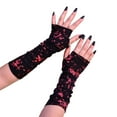 thumbnail image 1 of TEAJOPSUU Women's Black Gothic Lace Fingerless Gloves Arm Sleeve Blood-Stained Gloves for Halloween Performance Party Accessories, One Size A-Black, 1 of 1