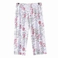 thumbnail image 1 of TEAJOPSUU Women's Capri Pajama Pants Casual Floral Printed Lounge Sleep Pants Soft Elastic Waist Pj Bottoms with Pockets D-White, 1 of 5