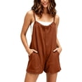 thumbnail image 1 of TEAJOPSUU Women's Cotton Blend Backless Rompers with Pockets Adjustable Straps Jumpsuits for Layering Summer Casual Overalls Orange, 1 of 9