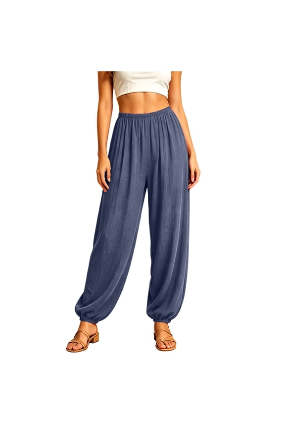 Women's Cotton Blend Yoga Pants Loose Harem Pants Soft Pilates Dance Joggers Lightweight Lounge Pajama Bottoms Dark Gray